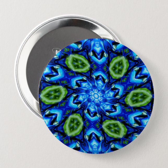 Badge Rond 10 Cm Modèle Floral bleu Abstrait (Devant & derrière)