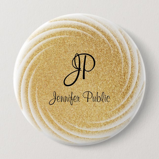 Badge Rond 10 Cm Modèle monogramme Elégante Parties scintillant d'o (Devant)