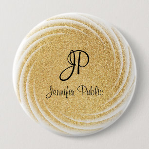 Badge Rond 10 Cm Modèle monogramme Elégante Parties scintillant d'o