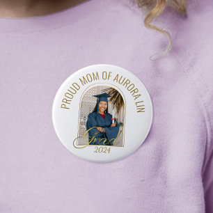 Badge Rond 10 Cm Modern Fier Maman de Grad Custom Photo Boho