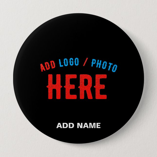 BADGE ROND 10 CM MODERNE ET MODERNE PERSONNALISABLE NOIR VÉRIFIÉ (Devant)