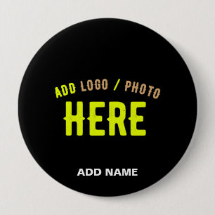 BADGE ROND 10 CM MODERNE ET MODERNE PERSONNALISABLE NOIR VÉRIFIÉ