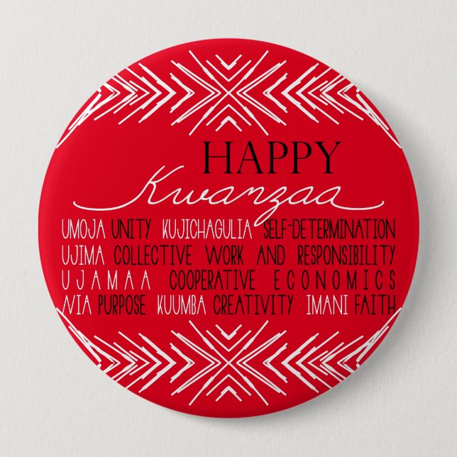 Badge Rond 10 Cm Moderne Happy Kwanzaa (Devant)