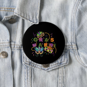 Badge Rond 10 Cm Moderne Mardi Gras