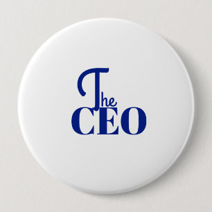 Badge Rond 10 Cm Moderne Minimaliste Le PDG Bleu