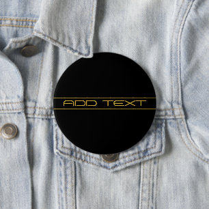 Badge Rond 10 Cm Moderne Texte Doré Editable & Rayures