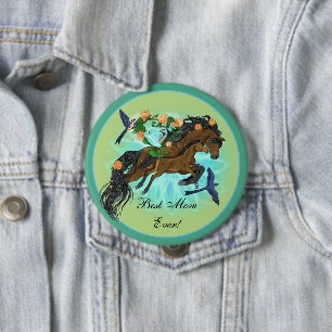 Badge Rond 10 Cm Momma Cheval et poulain