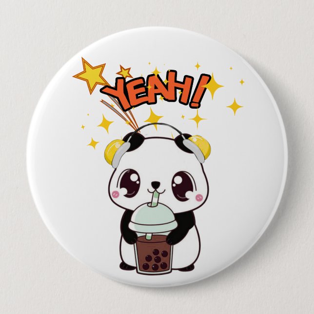 Badge Rond 10 Cm Mon Panda de Fête Mignon (Devant)