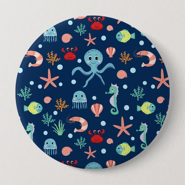 Badge Rond 10 Cm Monde marin (Devant)