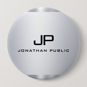 Badge Rond 10 Cm Monogramme Faux Argent Métallo Look Modèle tendanc