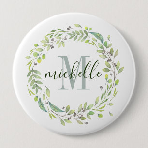 Badge Rond 10 Cm Monogramme floral personnalisé Folio été doux