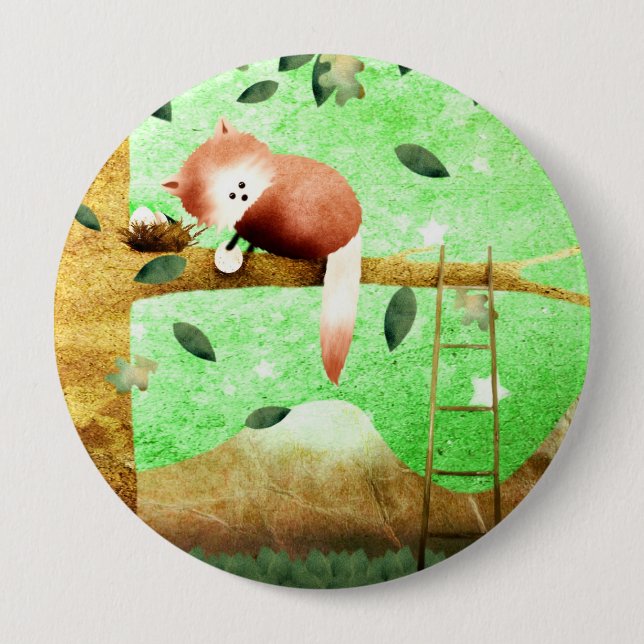 Badge Rond 10 Cm Montagne de panda rouge - insigne de bouton (Devant)