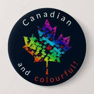 Badge Rond 10 Cm Mosaïque de feuille d'érable arc-en-ciel Canada co