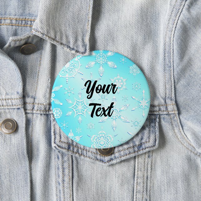 Badge Rond 10 Cm Motif Crystal Snowflakes (En situation)