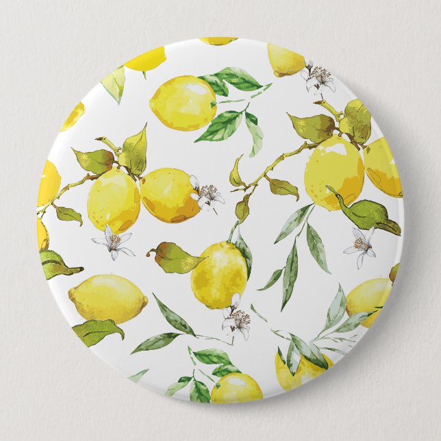Badge Rond 10 Cm Motif de citron à l'aquarelle (Devant)