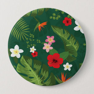 Badge Rond 10 Cm Motif de feuilles tropicales
