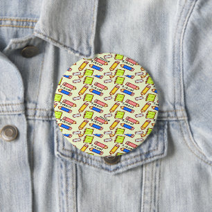 Badge Rond 10 Cm motif de papier à lettres jaune