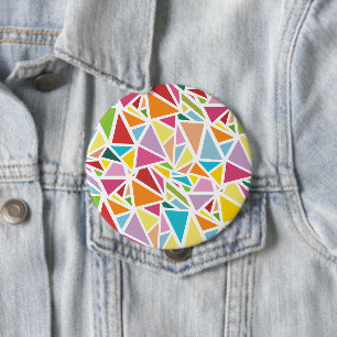 Badge Rond 10 Cm Motif de triangles colorés