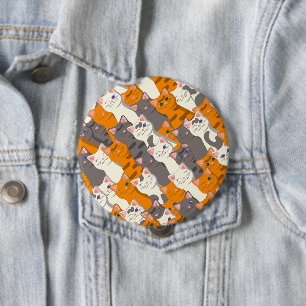 Badge Rond 10 Cm Motif en diagonale du chat noir blanc gingembre