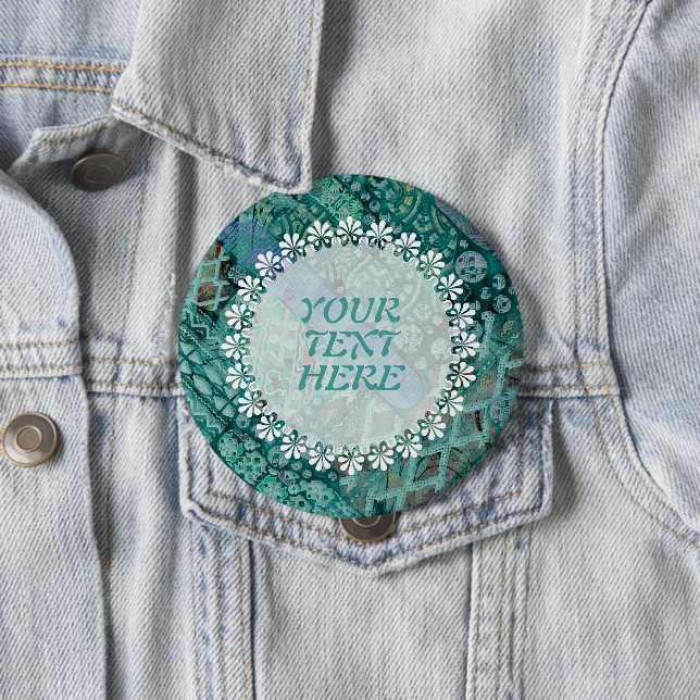 Badge Rond 10 Cm Motif Ethno Abstrait - Folklore Art 2 (En situation)