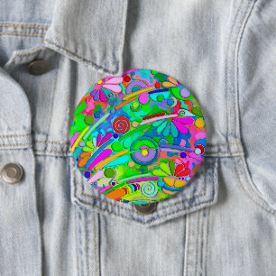 Badge Rond 10 Cm Motif Peint À La Main Et Numériquement Art 18