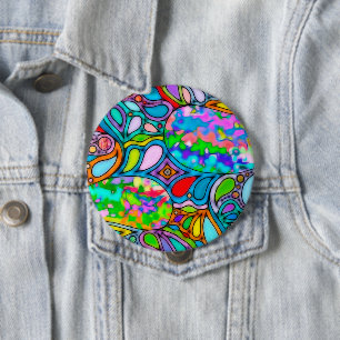 Badge Rond 10 Cm Motif Peint À La Main Et Numériquement Art 54