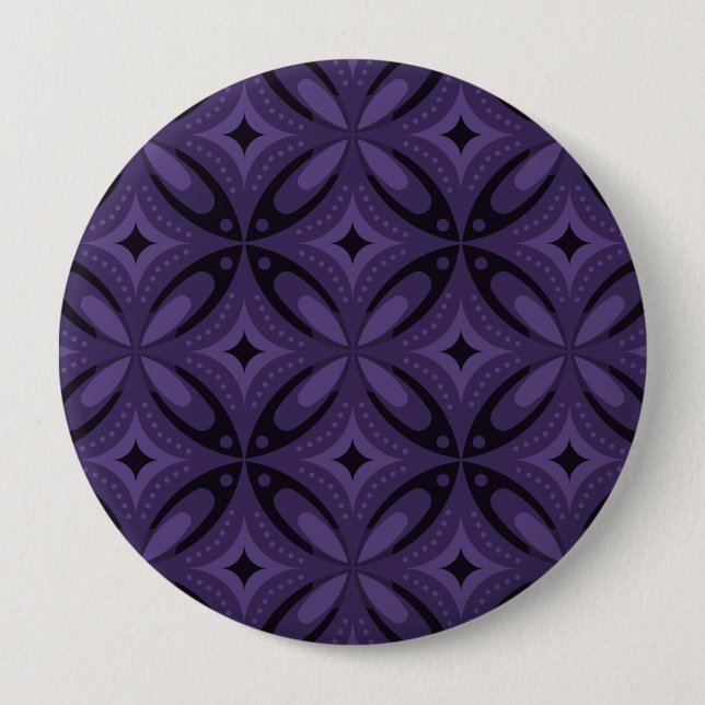 Badge Rond 10 Cm Motif Rétro de Couleur Violet Foncé (Devant)