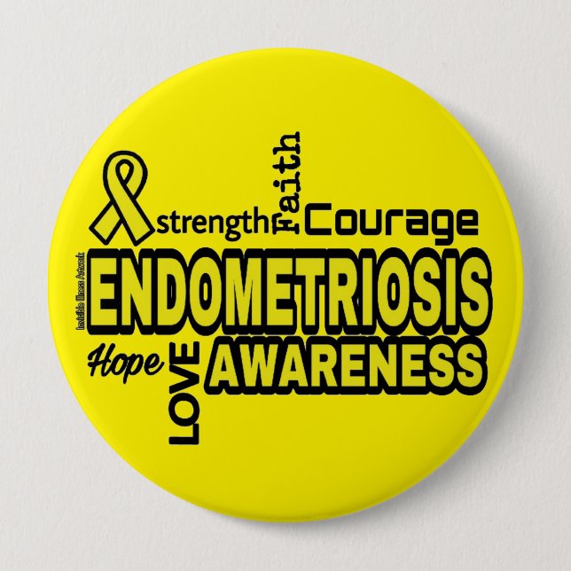Badge Rond 10 Cm Mots...Endometriose (Devant)