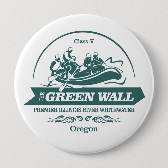 Badge Rond 10 Cm Mur verte (rafting 2) (Devant)