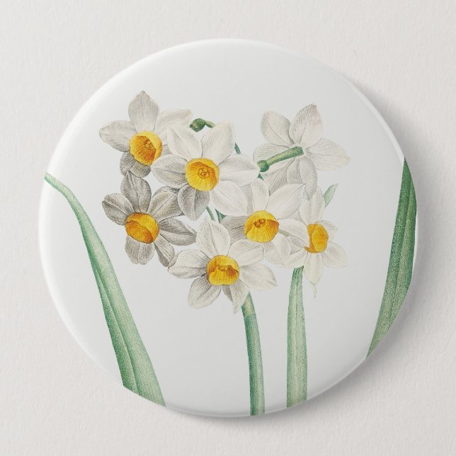 Badge Rond 10 Cm Narcisse, Pierre-Joseph Redouté, 1805 (Devant)