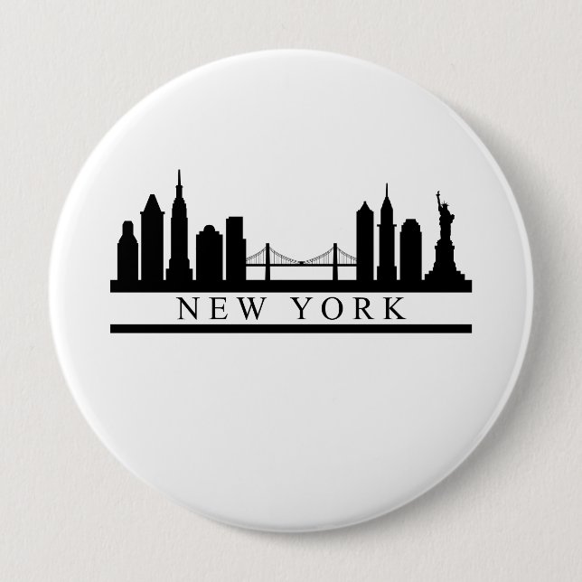 Badge Rond 10 Cm New York Skyline (Devant)