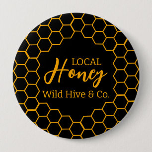 Badge Rond 10 Cm Nid d'abeille – Fond noir ou blanc