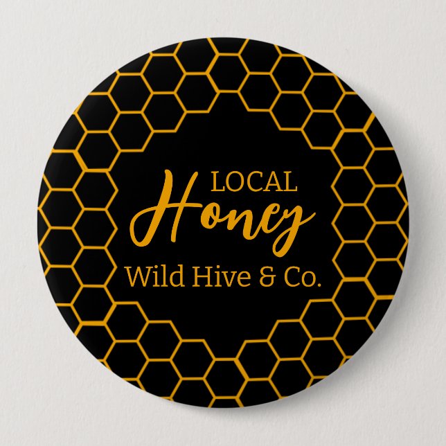 Badge Rond 10 Cm Nid d'abeille – Fond noir ou blanc (Devant)