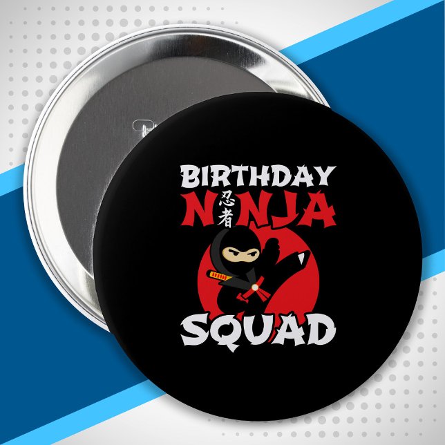 Badge Rond 10 Cm Ninja Birthday Party Theme - Birthday Ninja Squad (Créateur téléchargé)
