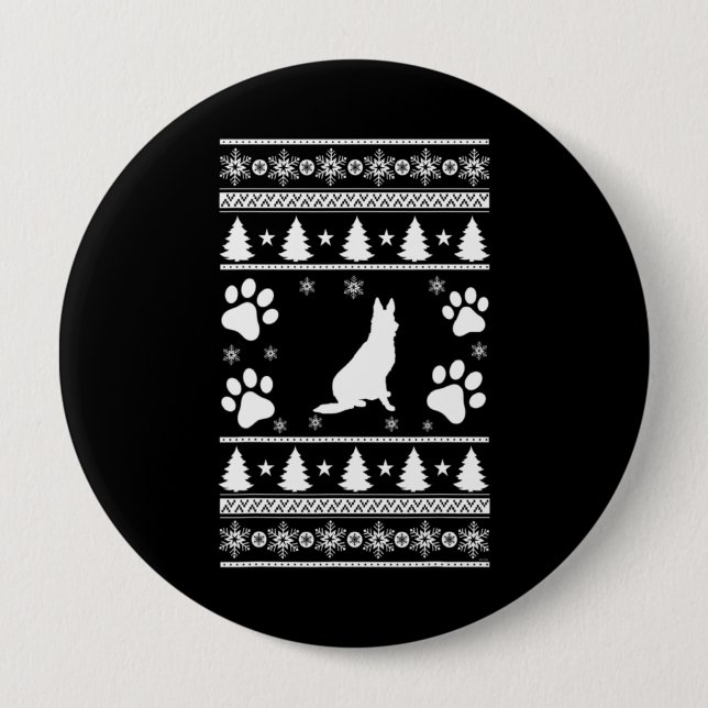 Badge Rond 10 Cm Noël berger allemand (Devant)