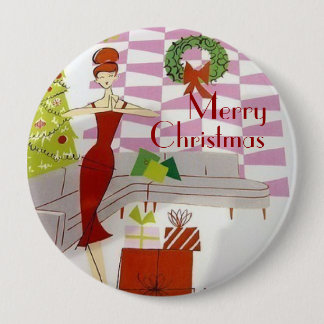 Badge Rond 10 Cm Noël vintage
