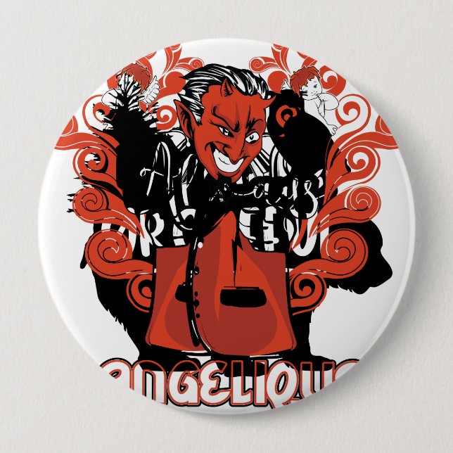 Badge Rond 10 Cm noir angélique (Devant)