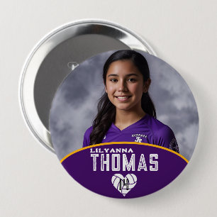 Badge Rond 10 Cm Nom du joueur de volleyball d'image personnalisée