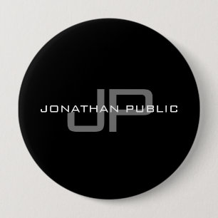 Badge Rond 10 Cm Nom du monogramme Lettre initiale Modèle noir énor