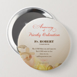Badge Rond 10 Cm Nom et année personnalisés, 60e Ordination sacerdo