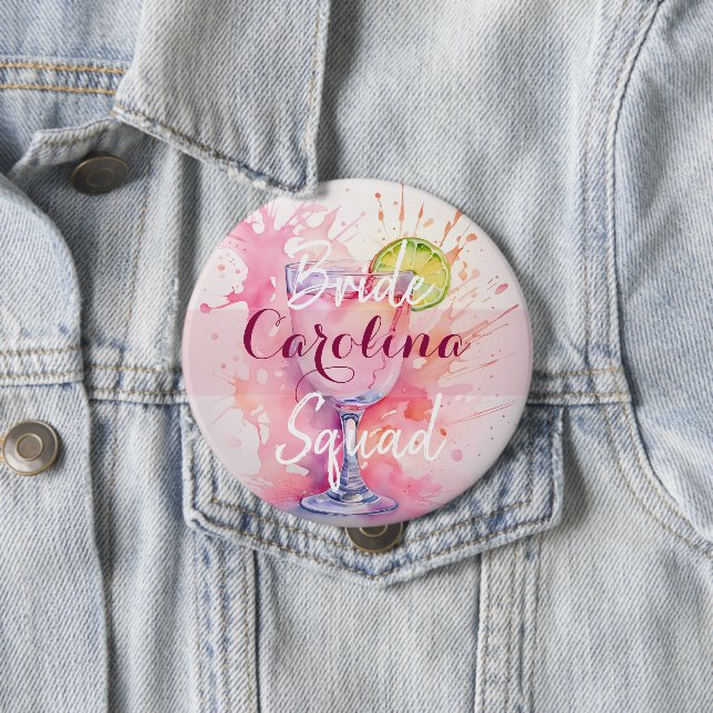 Badge Rond 10 Cm Nom personnalisé Équipe de mariée/Bachelorette Par (En situation)