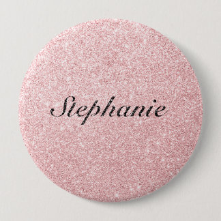 Badge Rond 10 Cm Nom personnalisé Parties scintillant rose style ét