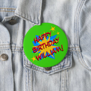 Badge Rond 10 Cm Nom personnalisé Superhero fête d'anniversaire
