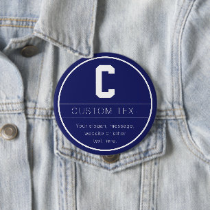 Badge Rond 10 Cm Nom unique et Modèle monographique Bleu Marine