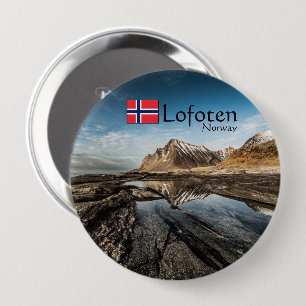 Badge Rond 10 Cm Norvège Lofoten Paysage Photo