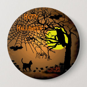 Badge Rond 10 Cm Nuit d'Halloween, Joyeux Halloween !