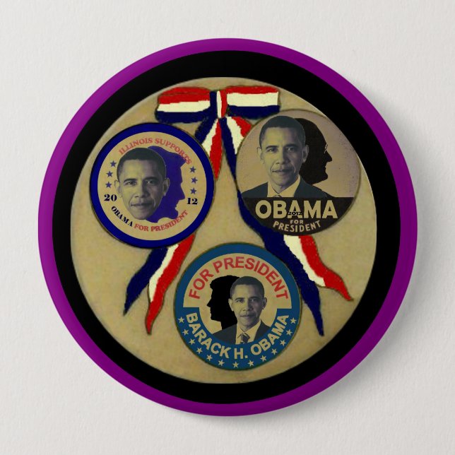 Badge Rond 10 Cm Obama, Abe, FDR et JFK (Devant)