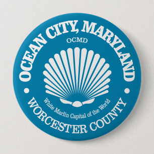 Badge Rond 10 Cm Ocean City (coquillage)