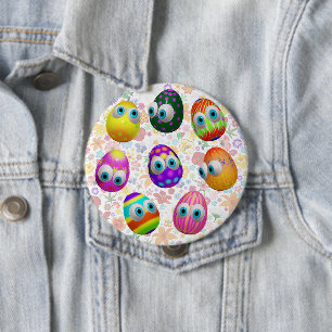 Badge Rond 10 Cm Œufs de Pâques dessin animé mignons et drôles