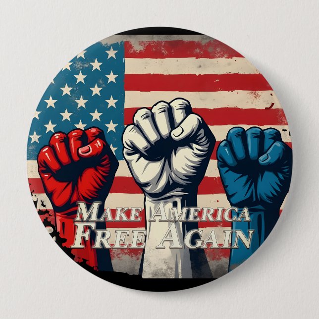 Badge Rond 10 Cm Œuvre d'art Make America Free Again (Devant)